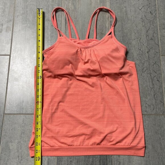 Athleta Hidden Agenda Tank Top with Built-in Strappy Bra Peach Orange Size Small - Picture 8 of 10